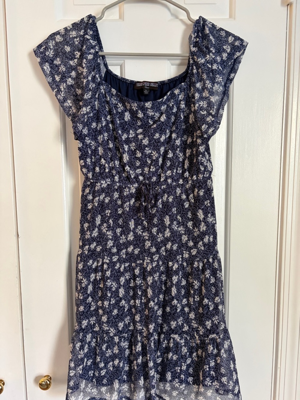 Three Hearts Navy and White Floral Tiered Dress